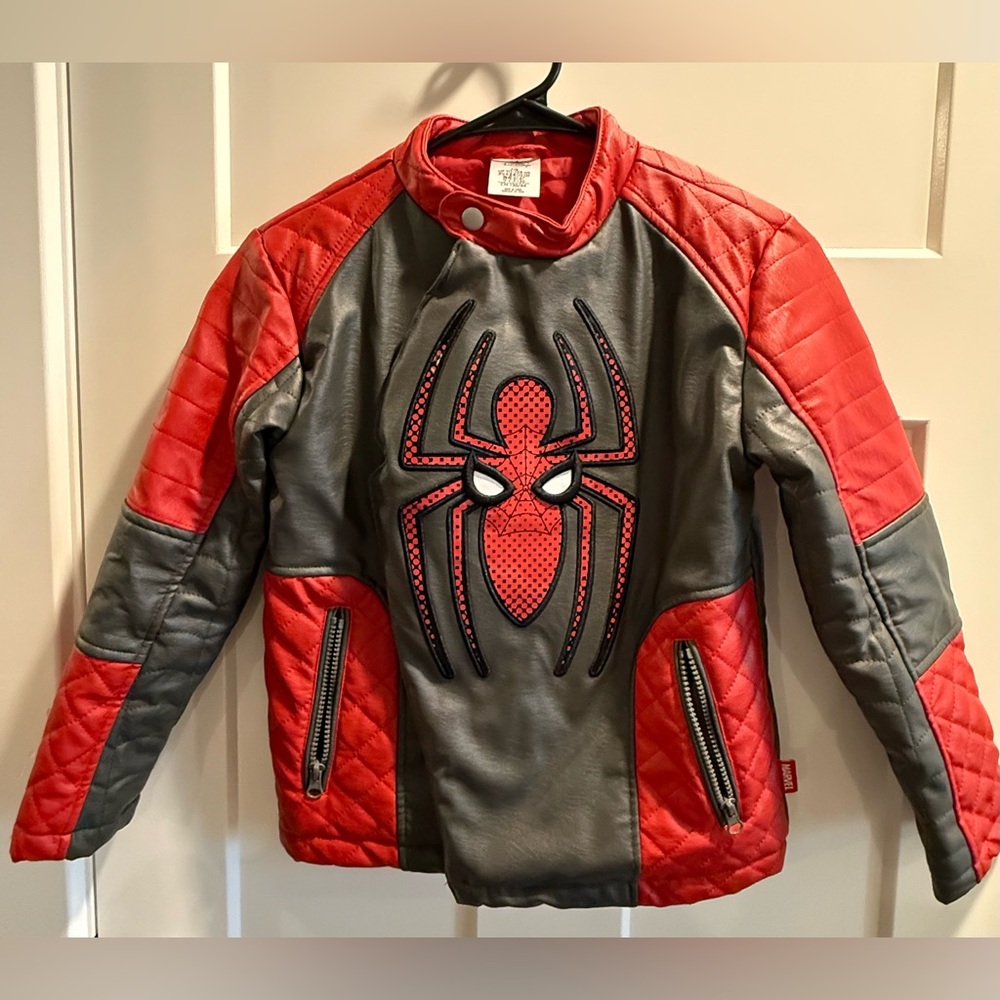 Disney Red and Gray Spider Logo Kids Superhero Jacket